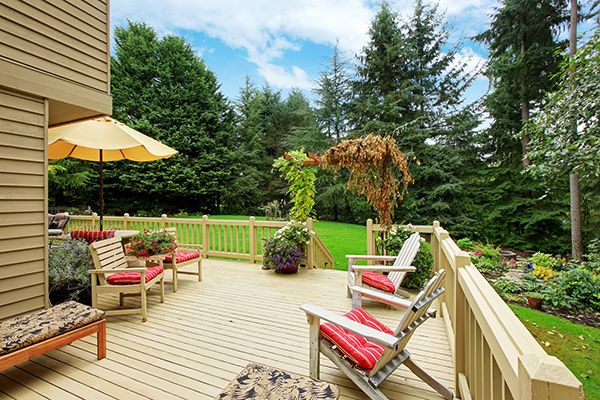 Home improvement showing a new residential deck.